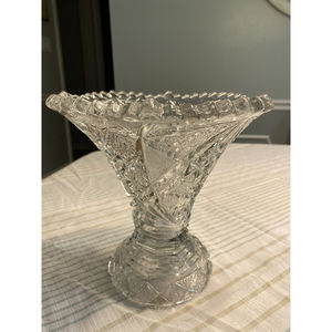 Antique American Brilliant Press Sawtooth Pinwheel Jelly Compote Vase